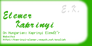 elemer kaprinyi business card